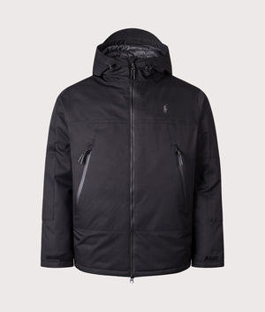 Insulated Hooded Windbreaker by Polo Ralph Lauren in Polo Black. Shot by EQVVS. Front shot.