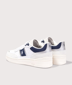 Mastr SP 125 Low Top Sneakers in White/Navy/Silver.  |  Polo Ralph Lauren  | Shot at EQVVS | Back angle shot