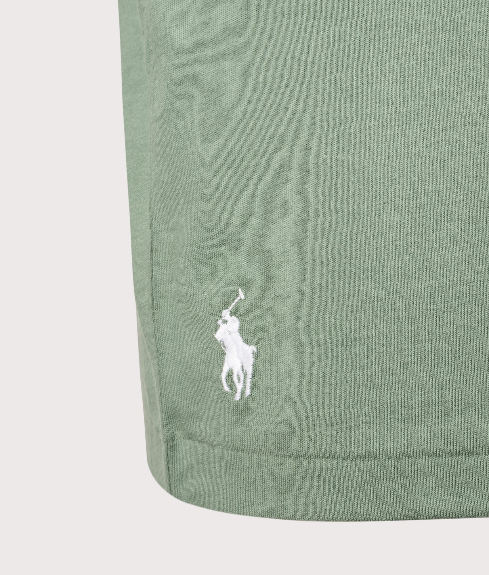 Classic Fit Embroidered T-Shirt in Fatigue | Polo Ralph Lauren | Shot at EQVVS | Front hem detail shot 