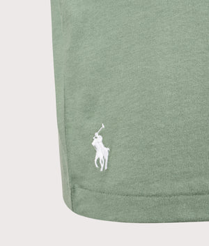 Classic Fit Embroidered T-Shirt in Fatigue | Polo Ralph Lauren | Shot at EQVVS | Front hem detail shot 