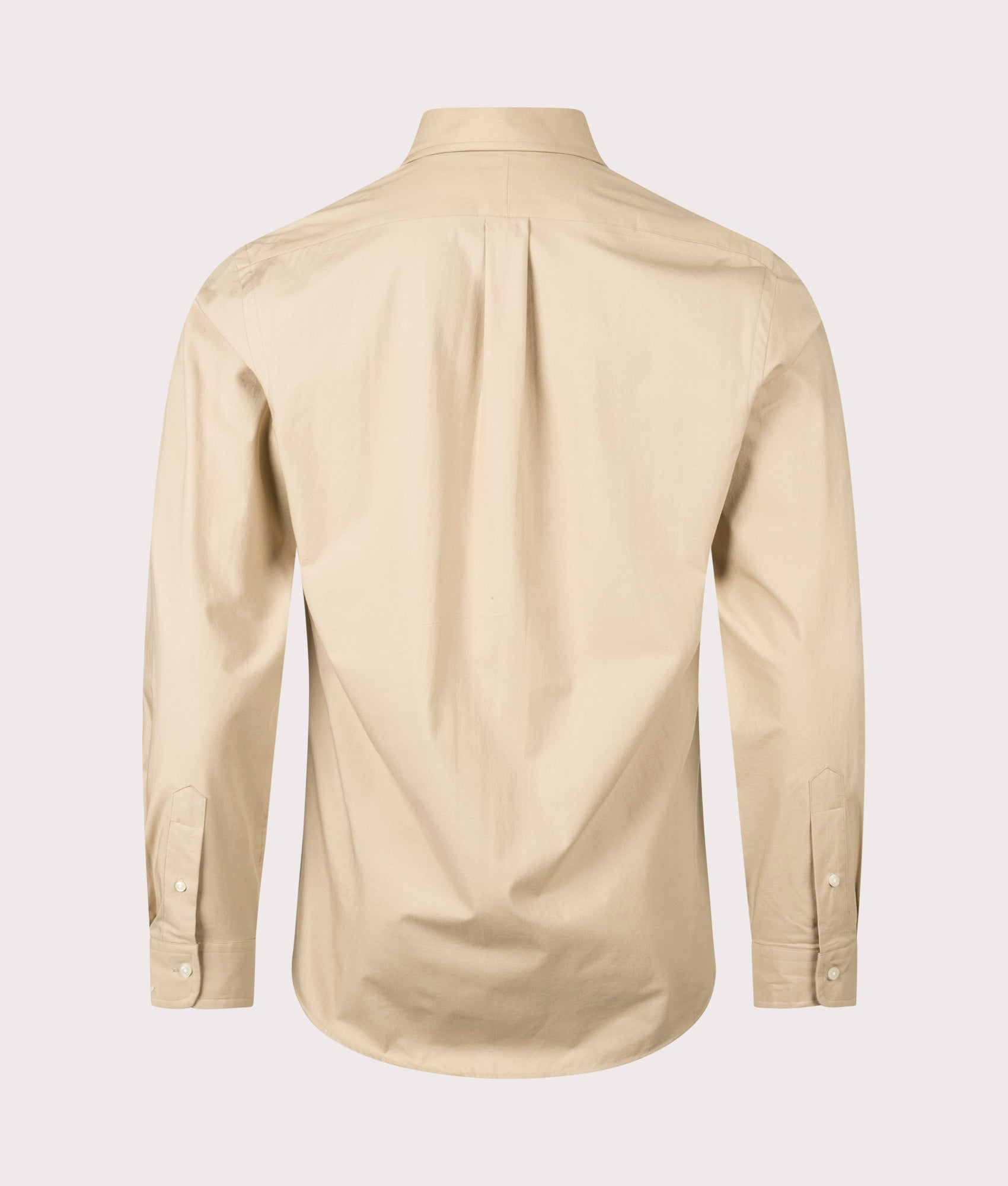 Custom Fit Stretch Poplin Shirt in Coastal Beige. 100% Cotton | Polo Ralph Lauren | Shot at EQVVS | Back shot 