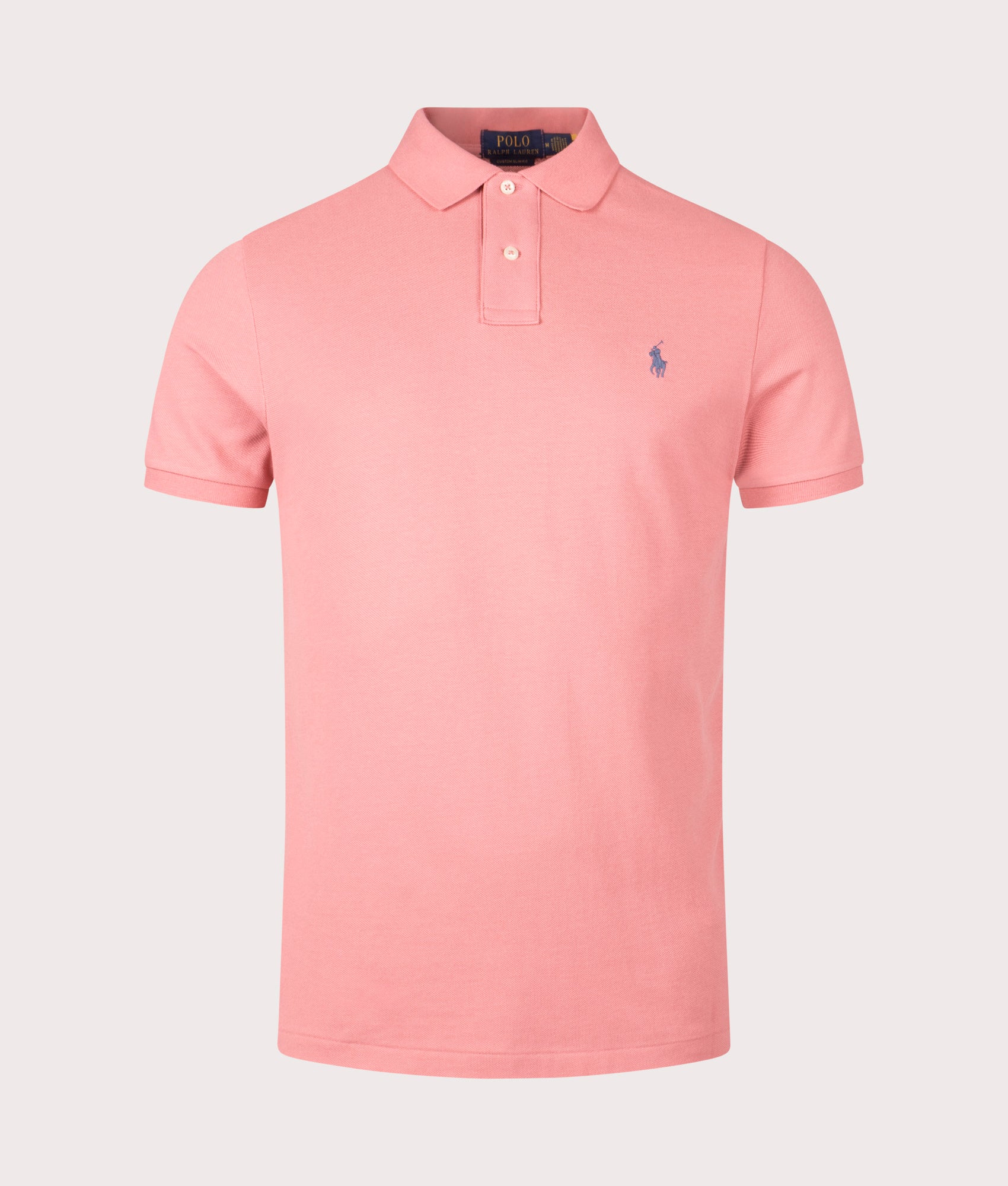 Custom Slim Fit Mesh Polo Shirt in Desert Rose. 100% Cotton | Polo Ralph Lauren | Shot at EQVVS | Front shot 