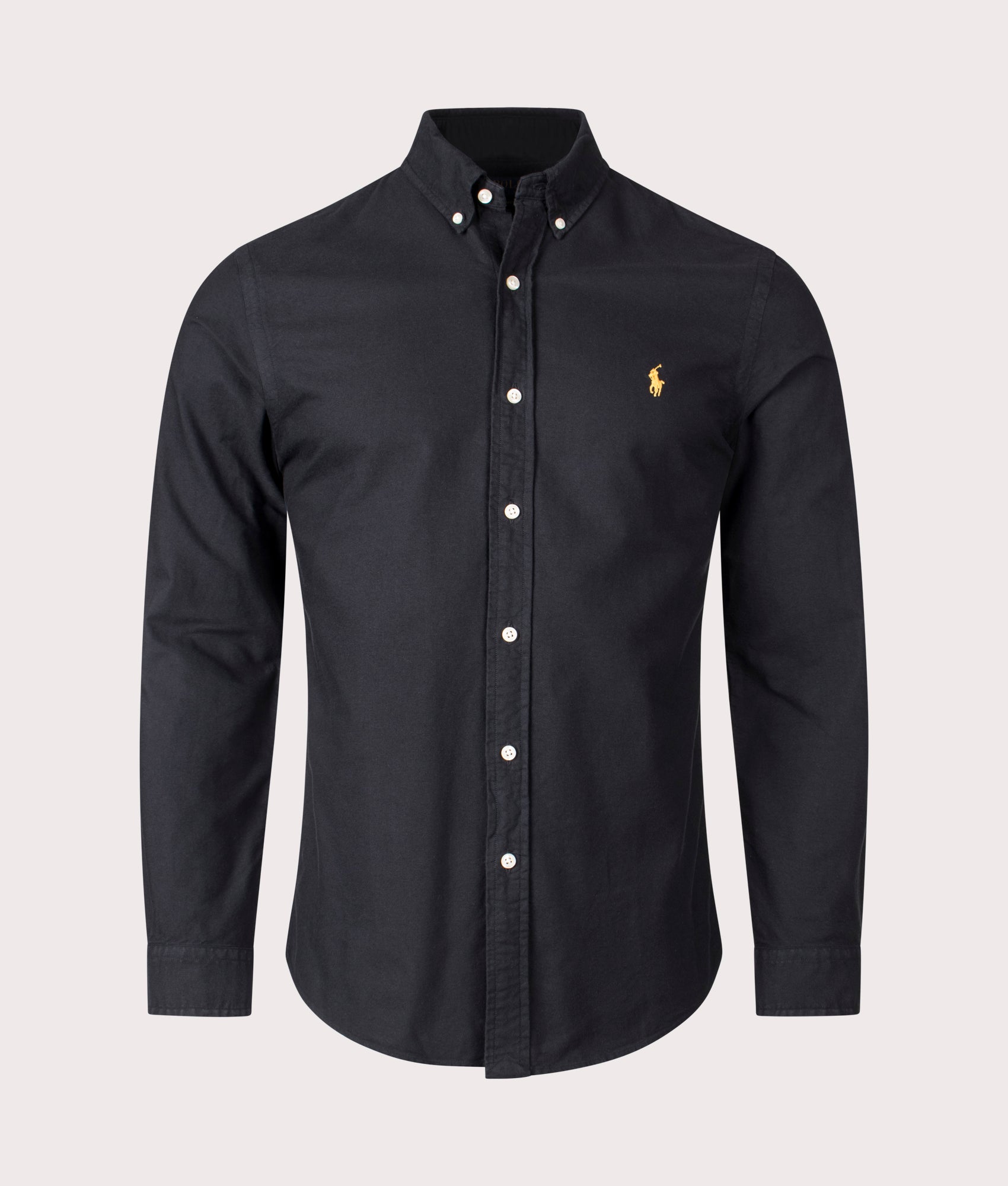 Slim Fit Oxfiord Sport Shirt in Polo Balck/Gold Polo Player. 100% Cotton | Polo Ralph Lauren | Shot at EQVVS | Front shot