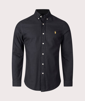 Slim Fit Oxfiord Sport Shirt in Polo Balck/Gold Polo Player. 100% Cotton | Polo Ralph Lauren | Shot at EQVVS | Front shot