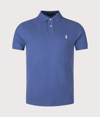 Custom Slim Fit Mesh Polo Shirt: 434 Earth Blue 