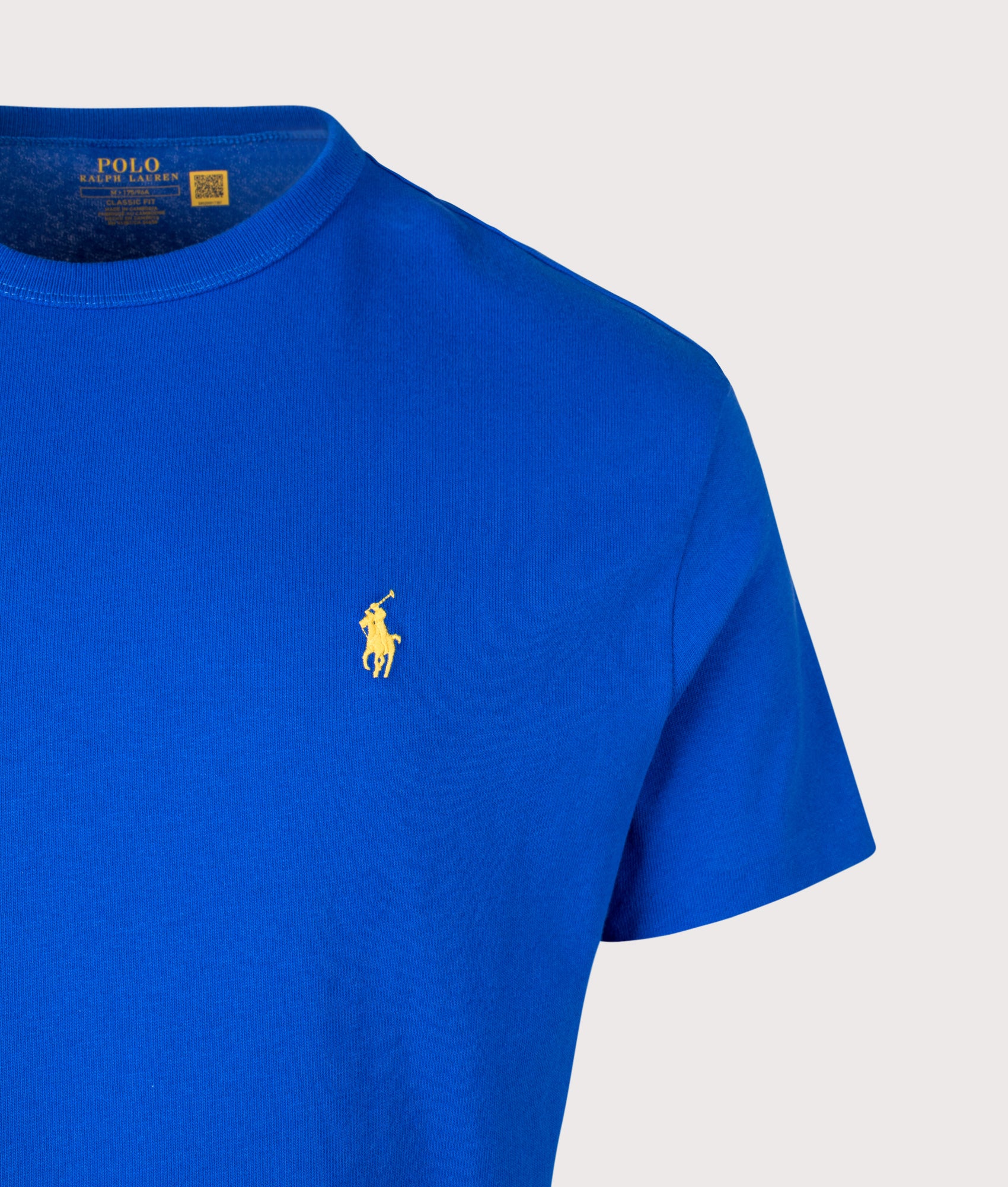 Classic Fit Jersey T-Shirt in Heritage Blue. | 100% Cotton | Polo Ralph Lauren | Shot at EQVVS | Front detail shot