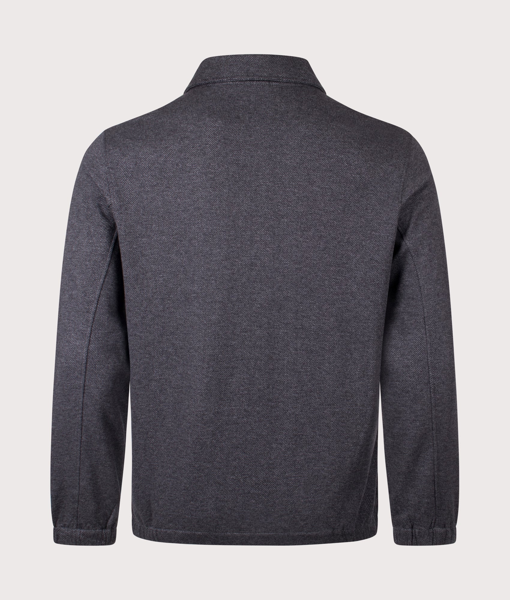 Polo Ralph Lauren Herringbone Jersey Bomber Jacket in Barclay Heather Herringbone at EQVVS Menswear. Back shot.