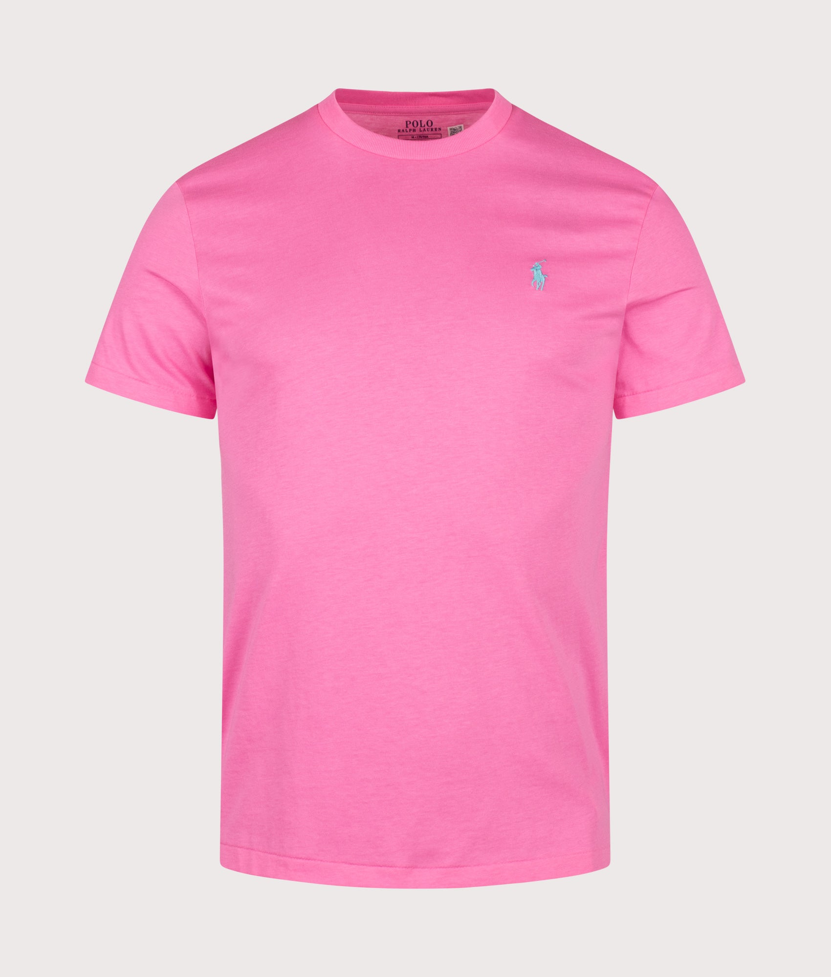 Polo Ralph Lauren Custom Slim Fit Jersey Crewneck T-Shirt in Baja Pink at EQVVS Menswear. Front shot.