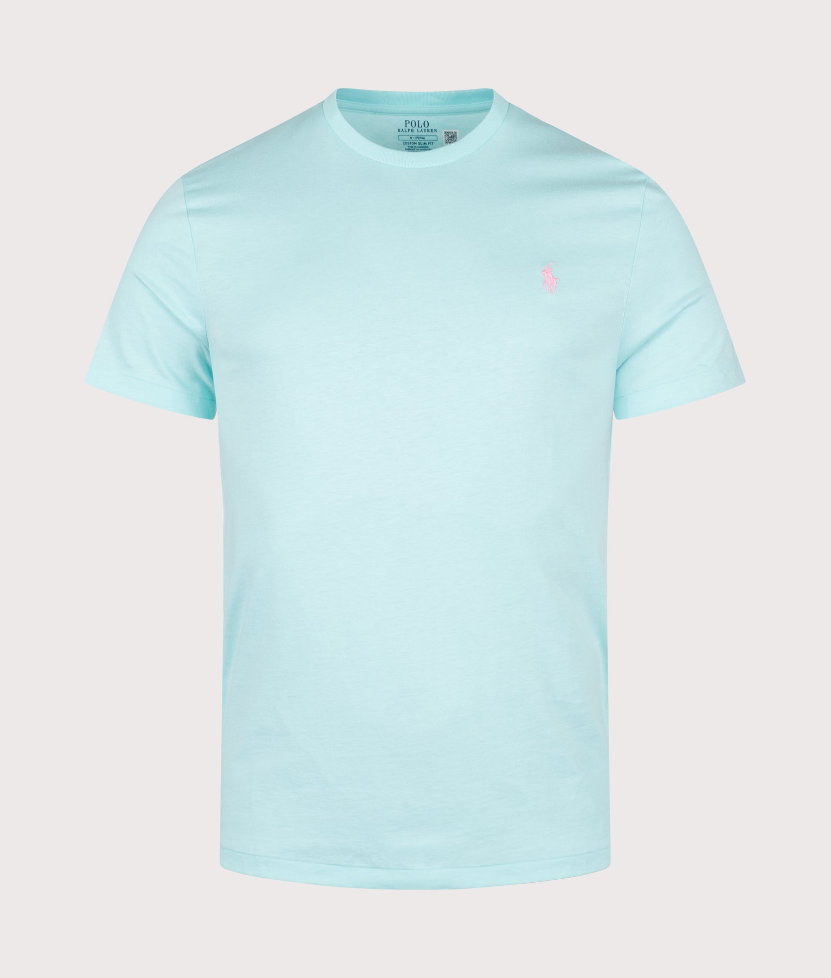 Polo Ralph Lauren Custom Slim Fit Jersey Crewneck T-Shirt in New Aqua at EQVVS Menswear. Front shot. 