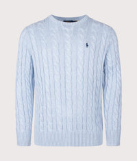 Regular Fit Cable Knit Cotton Jumper: 545 Blue Hyacinth Heather 