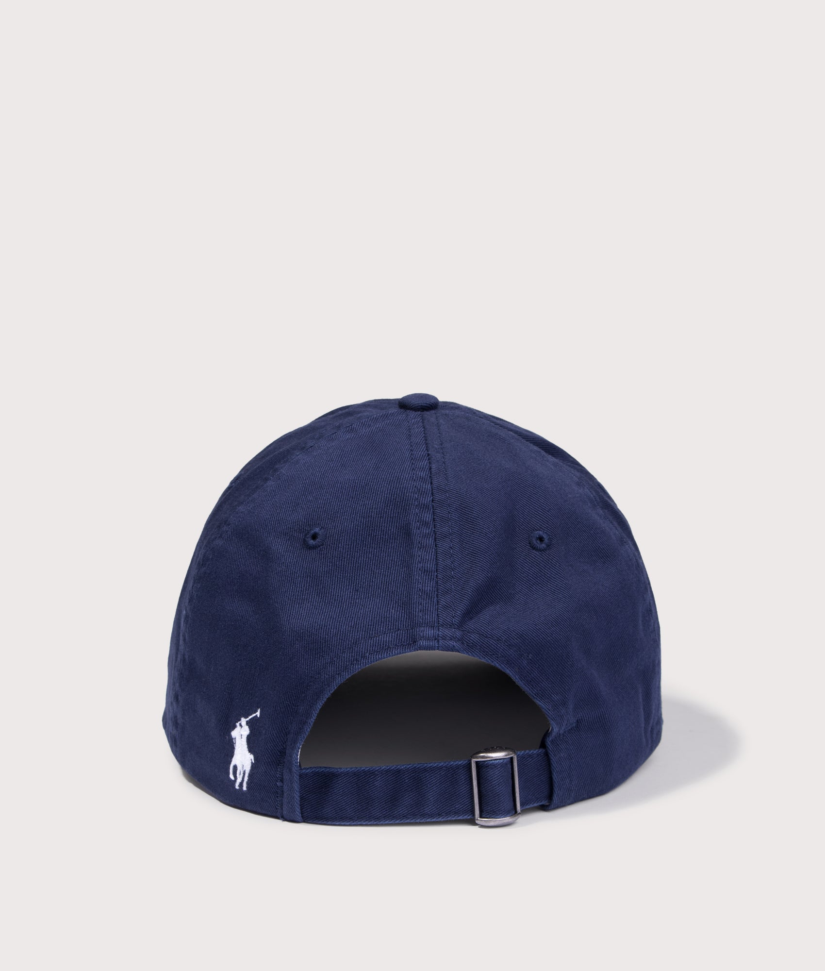 Polo Ralph Lauren Crest Embroidered Baseball Cap in Newport Navy at EQVVS Menswear. Back shot.