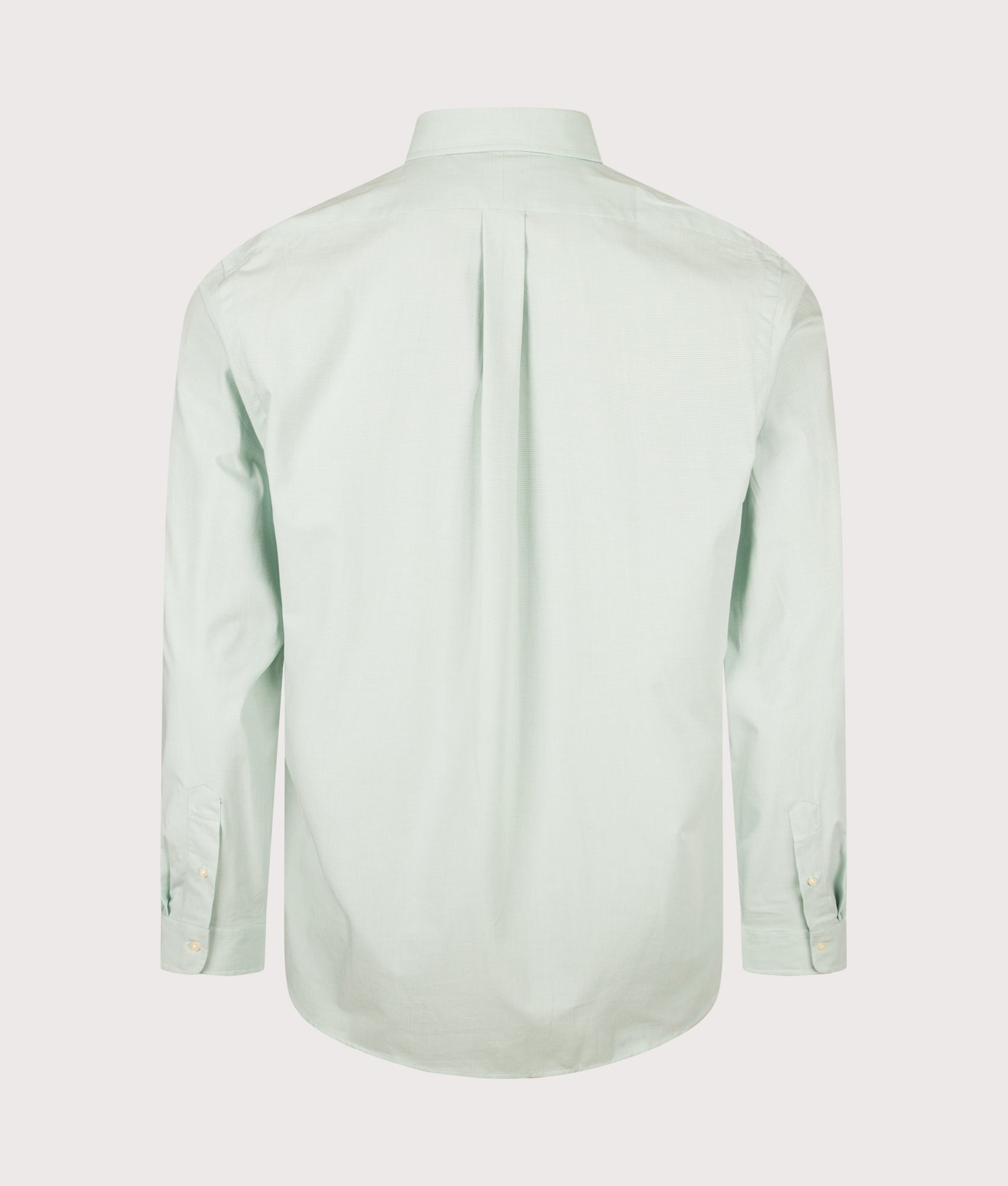 Polo Ralph Lauren Custom Fit Stretch Poplin Shirt in Essex Green White at EQVVS Menswear. Back shot.