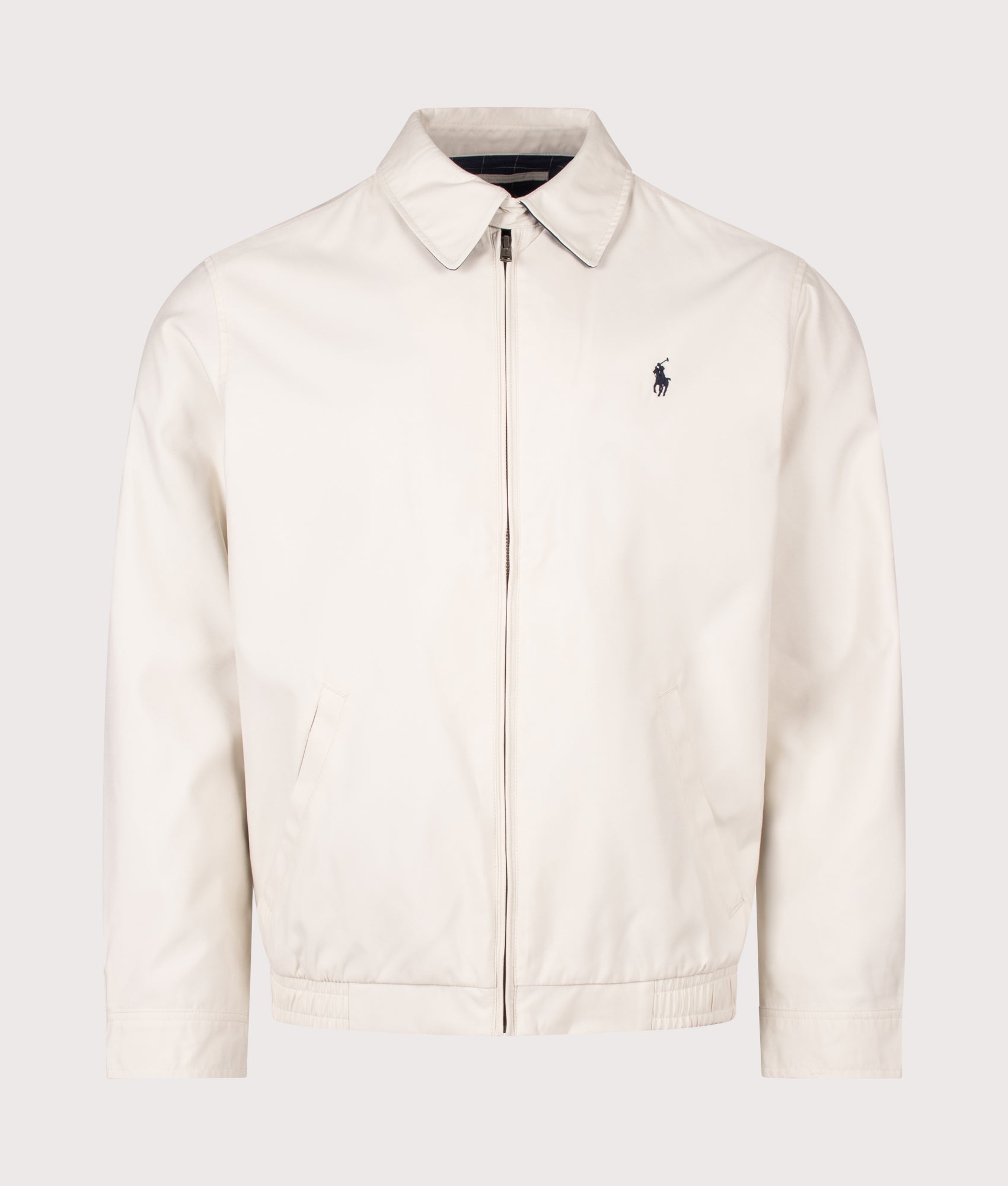 Polo Ralph Lauren Twill Bi-Swing Lined Windbreaker in New Stone at EQVVS Menswear. Front shot.