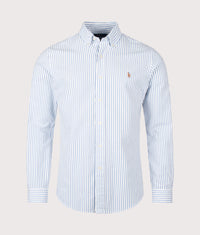 Custom Fit Seersucker Oxford Shirt: 003 White Bsr Blue 