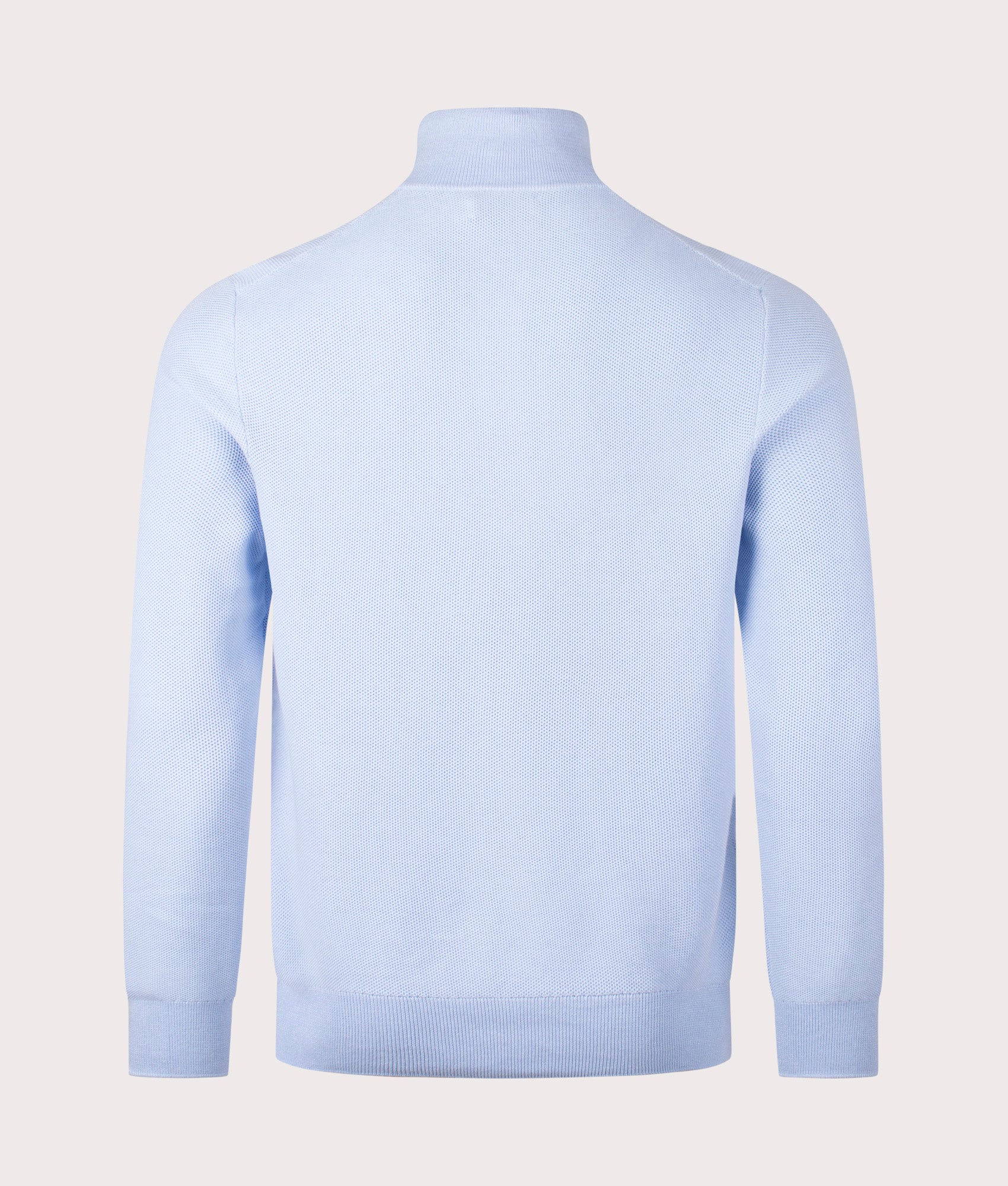 Quarter Zip Contrast Logo Knit in Office Blue | 100% Cotton | Polo Ralph Lauren | EQVVS | Back shot 