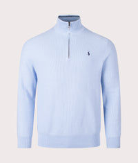 Quarter Zip Contrast Logo Knit Jumper: 536 Office Blue 