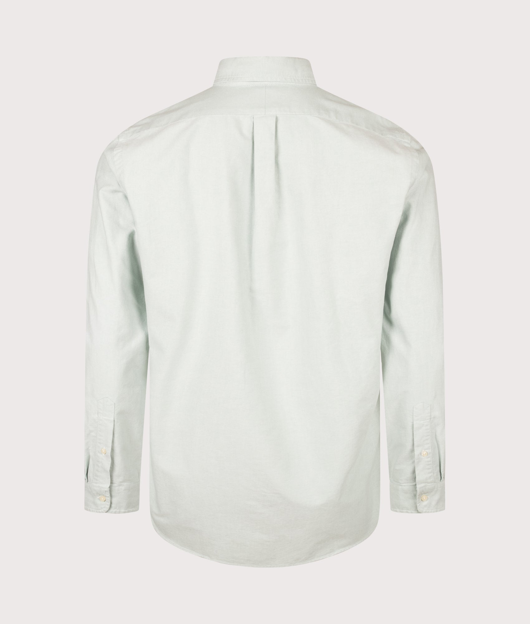 Polo Ralph Lauren look Custom Fit Iconic Oxford Shirt in Faded Mint at EQVVS Menswear. Back shot.