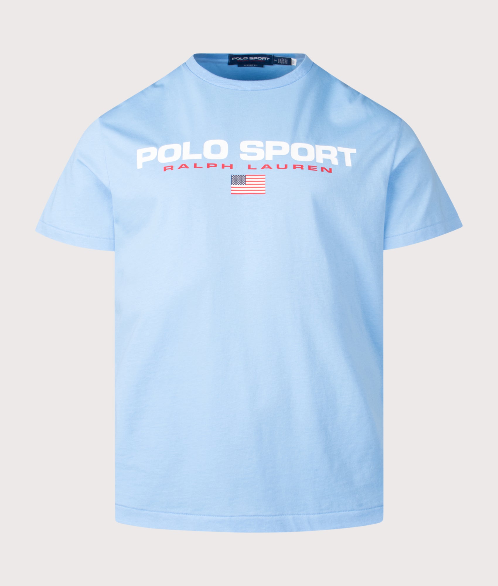 Polo Ralph Lauren Classic Fit Polo Sport T-Shirt in Chatham Blue at EQVVS Menswear. Front shot.