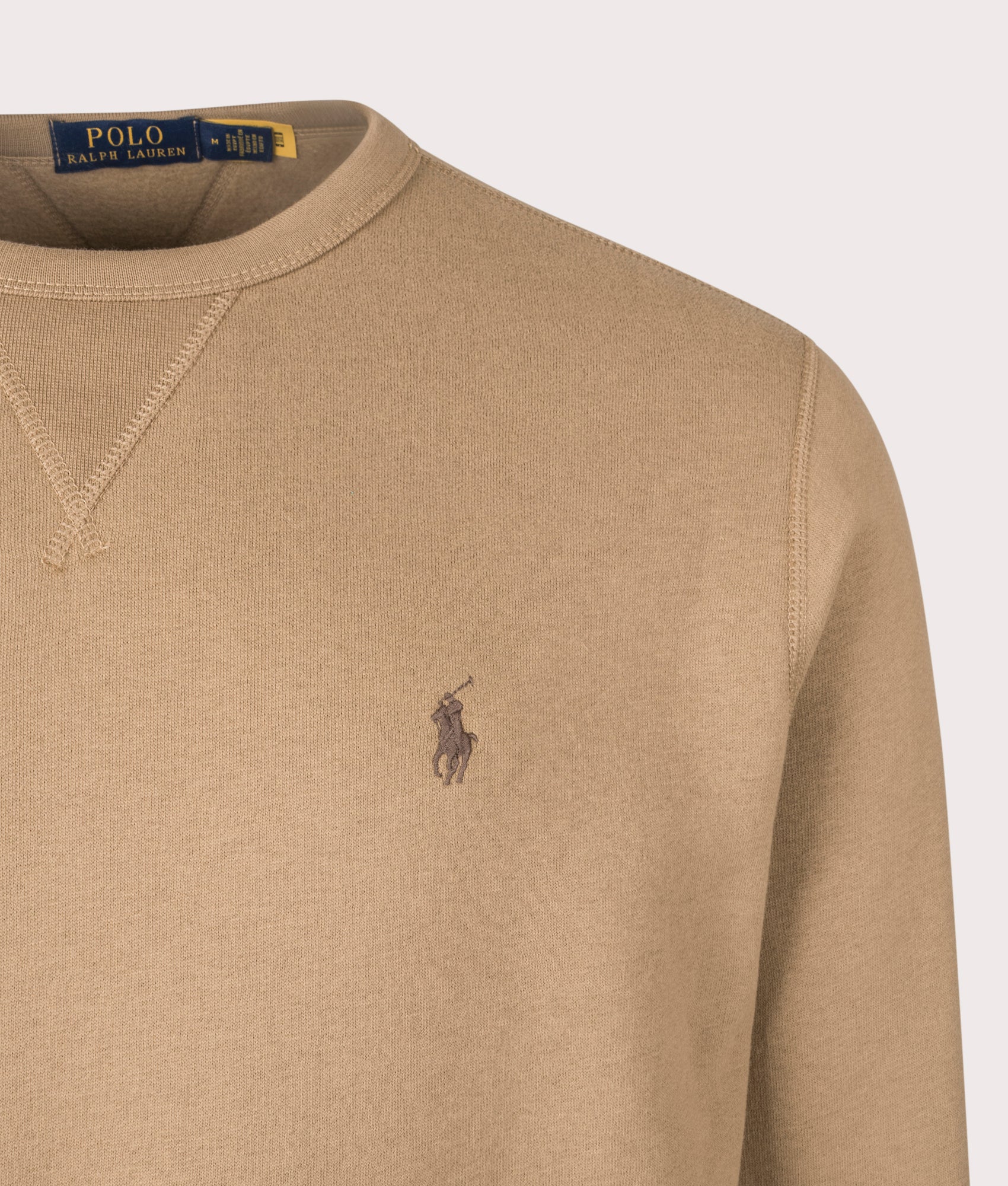 RL Fleece Sweatshirt in New Tan | Cotton Blend | Polo Ralph Lauren | EQVVS | Front detail shot 