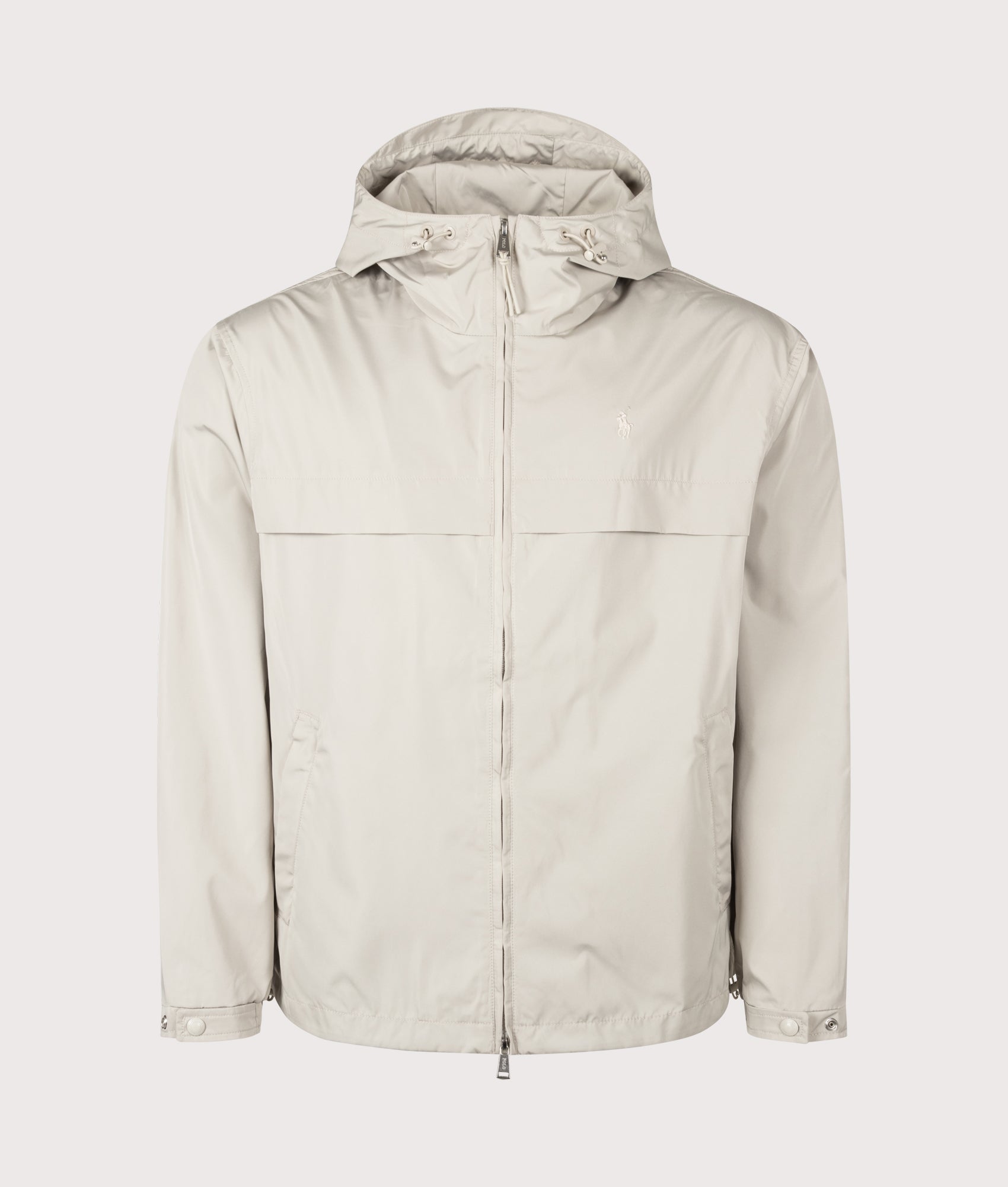 Polo Ralph Lauren Glenmoor Hooded Jacket in Classic Stone at EQVVS Menswear. Front shot.