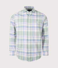 Custom Fit Plaid Oxford Shirt: 003 Faded Mint Lavender Multi 