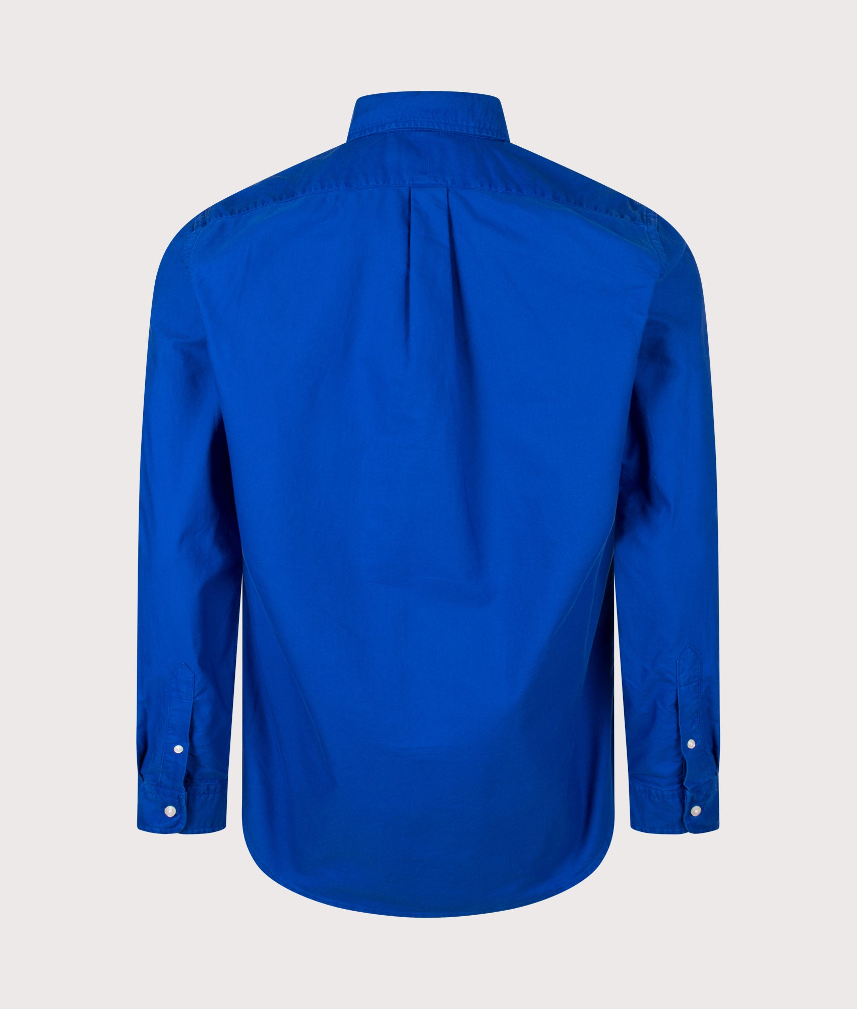 Polo Ralph Lauren Custom Fit Garment-Dyed Oxford Shirt in Pacific Royal at EQVVS Menswear. Back shot.