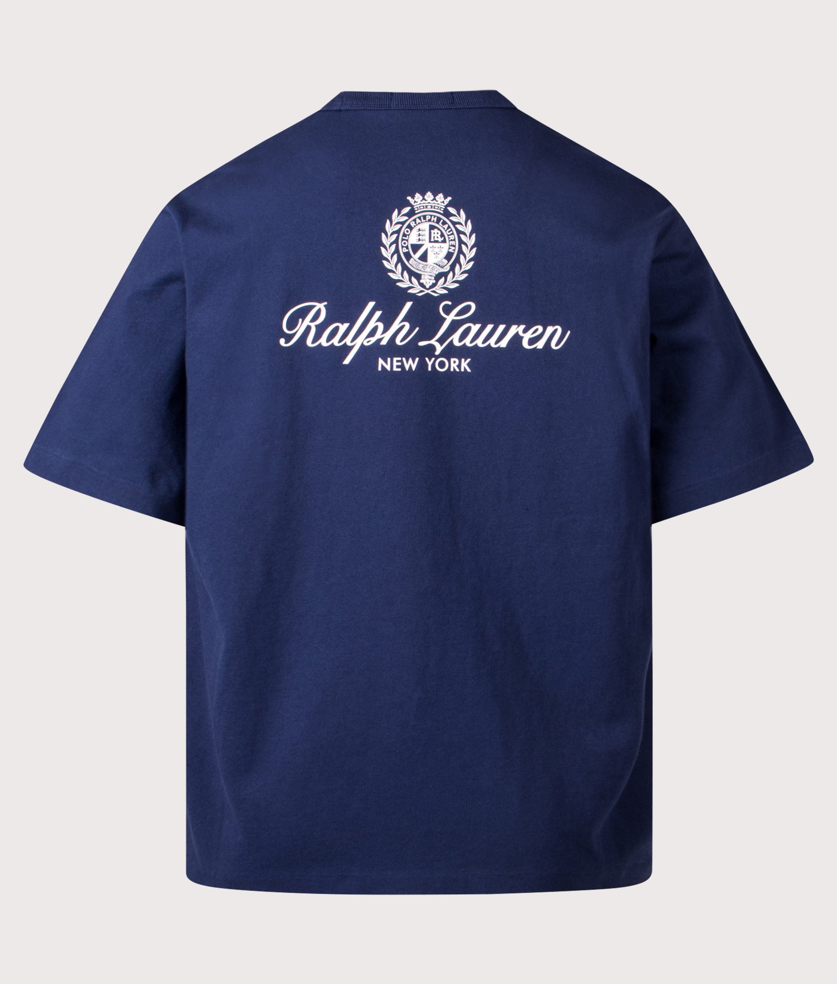 Polo Ralph Lauren Relaxed Fit Jersey Graphic T-Shirt in Newport Navy at EQVVS Menswear. Back shot.