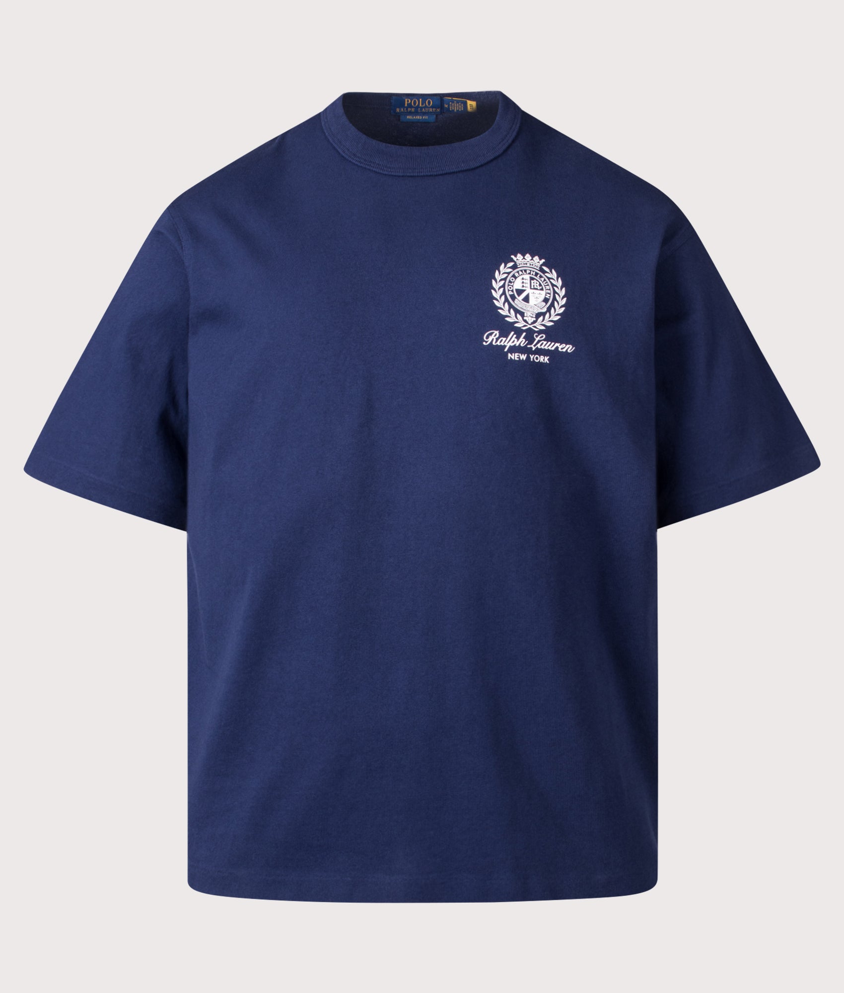 Polo Ralph Lauren Relaxed Fit Jersey Graphic T-Shirt in Newport Navy at EQVVS Menswear. Front shot.