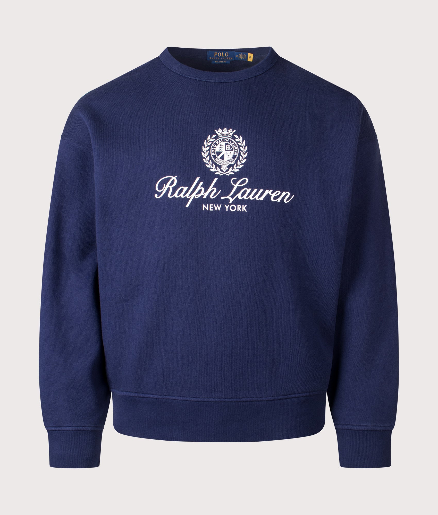 Polo Ralph Lauren Relaxed Fit Graphic Sweatshirt in Newport Navy at EQVVS Menswear. Front shot.
