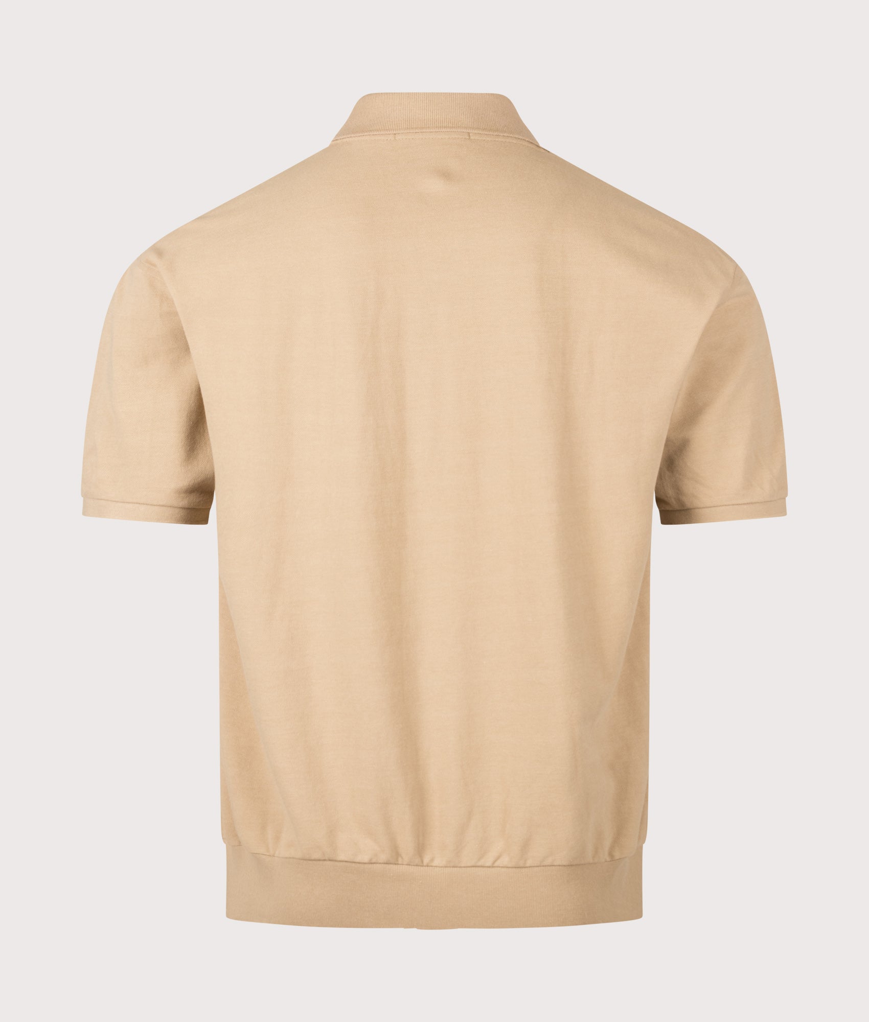 Polo Ralph Lauren Polo shirt Relaxed Fit Cotton Mesh Shirt in Vintage Khaki at EQVVS Menswear. Back shot.