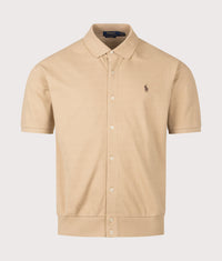 Relaxed Fit Short Sleeve Cotton Mesh Shirt: 002 Vintage Khaki 