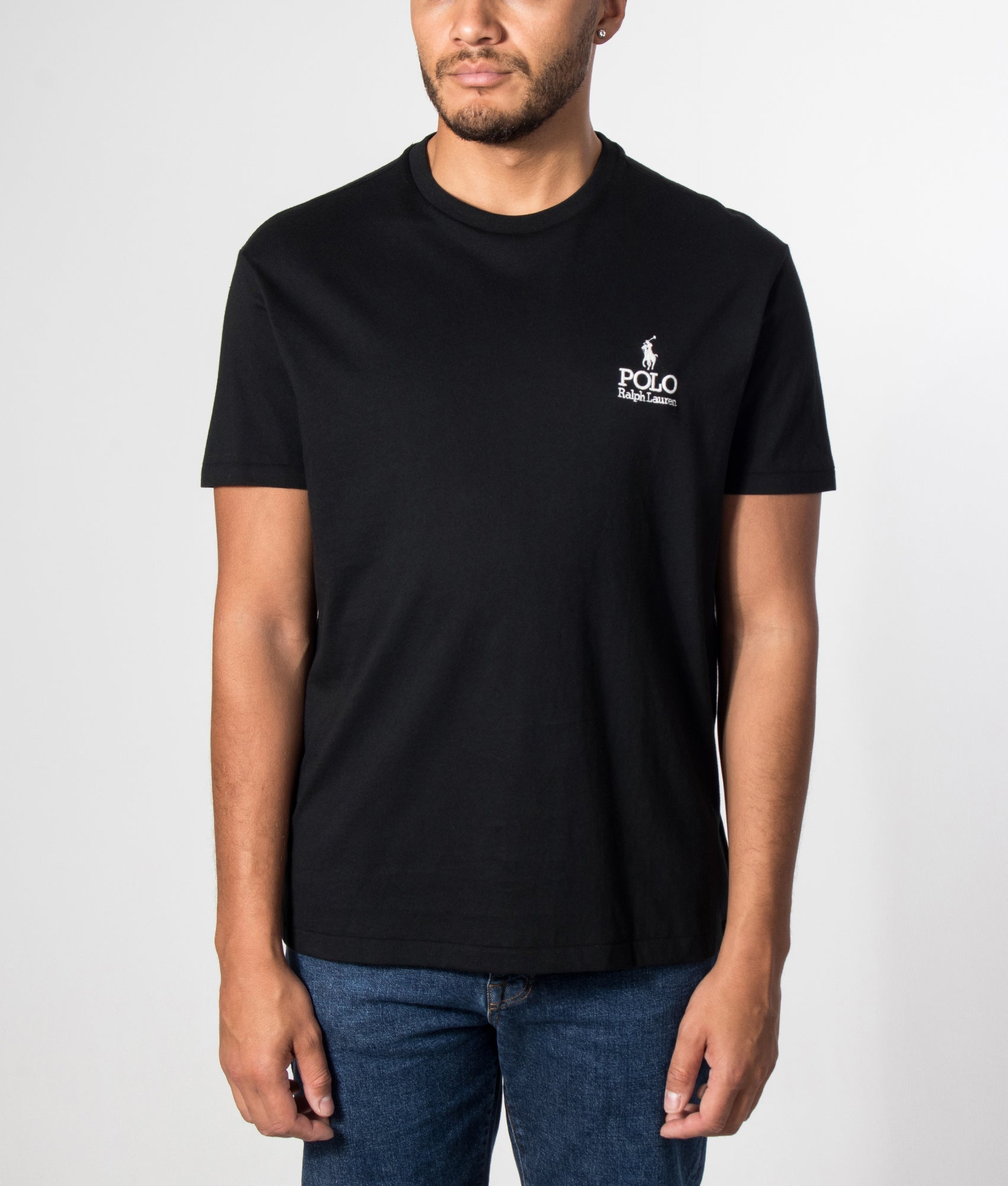 Polo Ralph Lauren Classic Fit Logo T-Shirt in Polo Black at EQVVS Menswear. Model front shot.