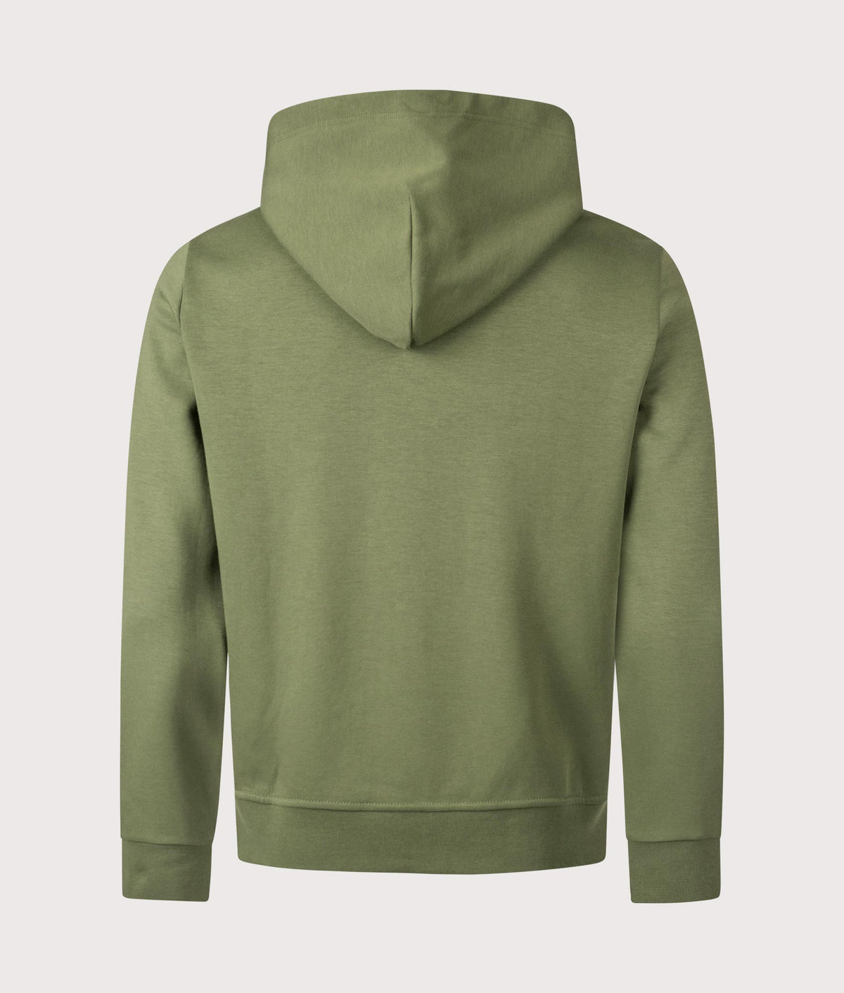 Polo Ralph Lauren Zip Through Double Knit Hoodie in Supply Olive at EQVVS Menswear. Back shot.