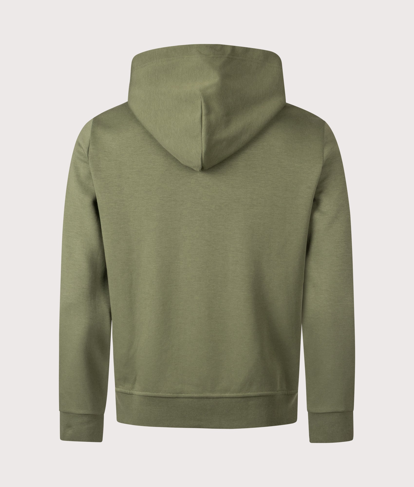 Polo Ralph Lauren Zip Through Double Knit Hoodie in Supply Olive at EQVVS Menswear. Back shot.