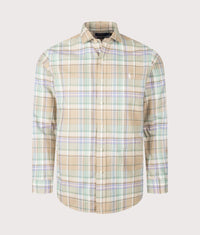 Custom Fit Plaid Oxford Shirt: 002 Khaki Faded Mint Multi 