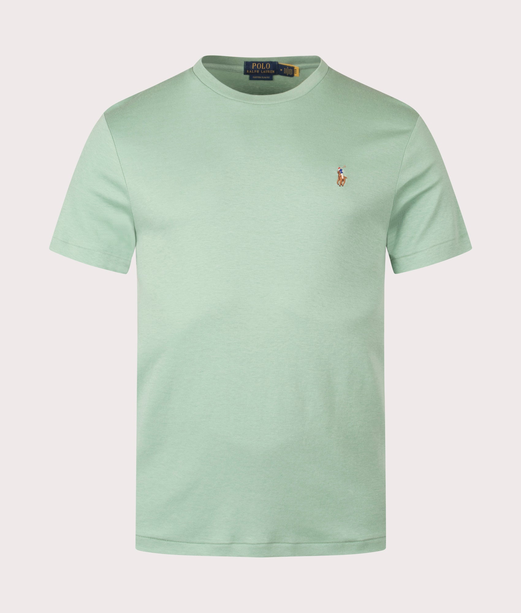 Custom Slim Fit Cotton T-Shirt in Mint Green | 100% Cotton | Polo Ralph Lauren | EQVVS | Front shot 