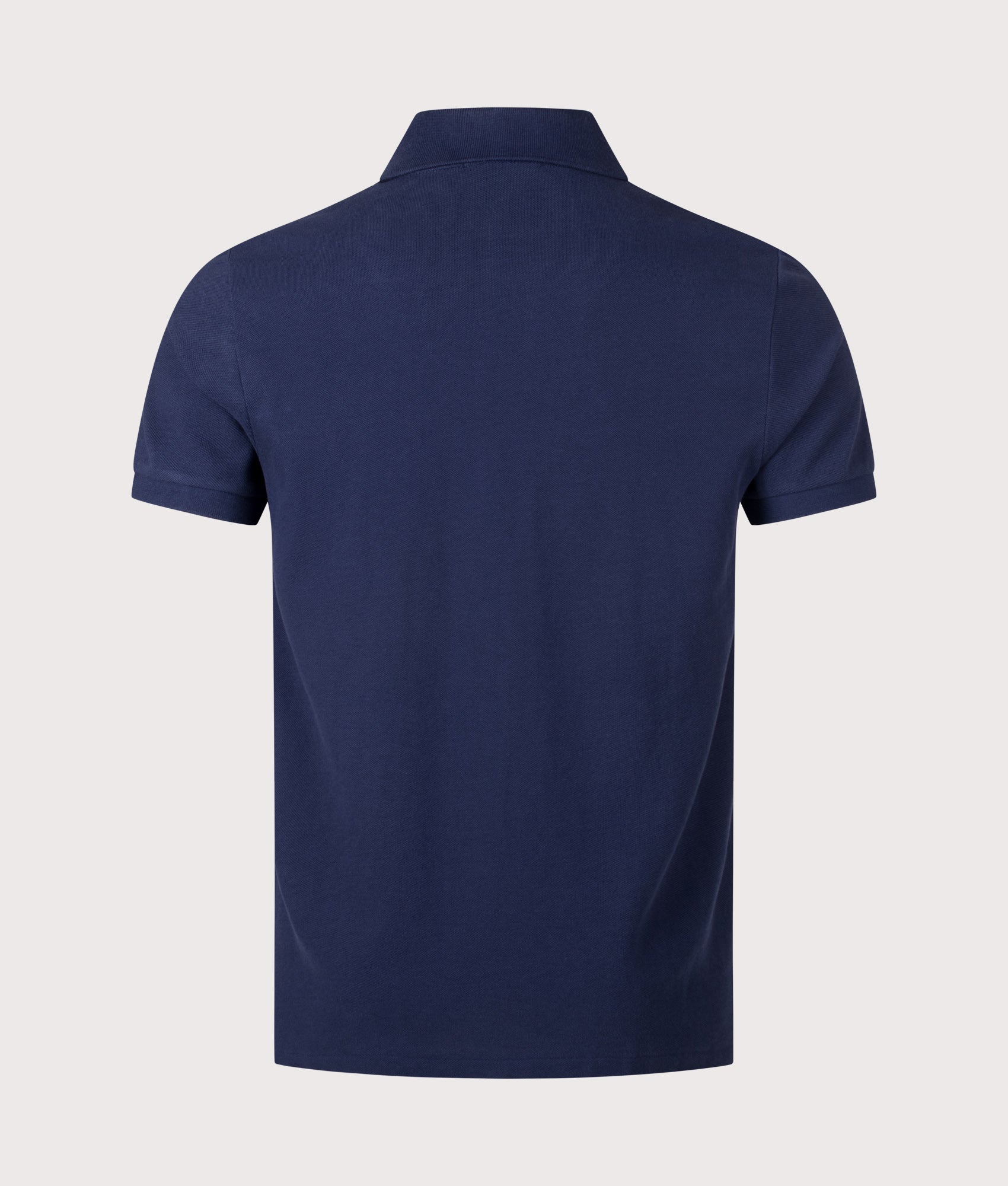 Polo Ralph Lauren Custom Slim Fit Mesh Polo Shirt in Newport Navy at EQVVS Menswear. Back shot.