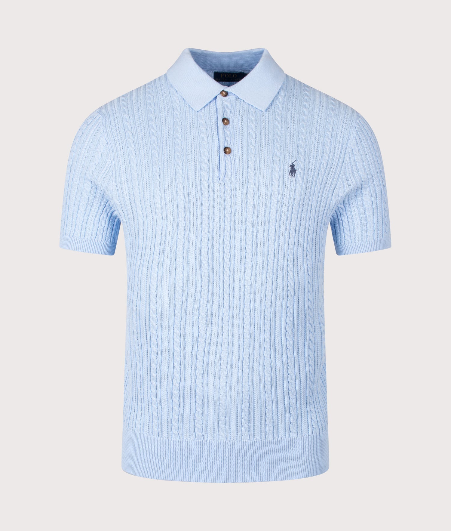 Cable Knit Polo Shirt in Office Blue | Polo Ralph Lauren | EQVVS