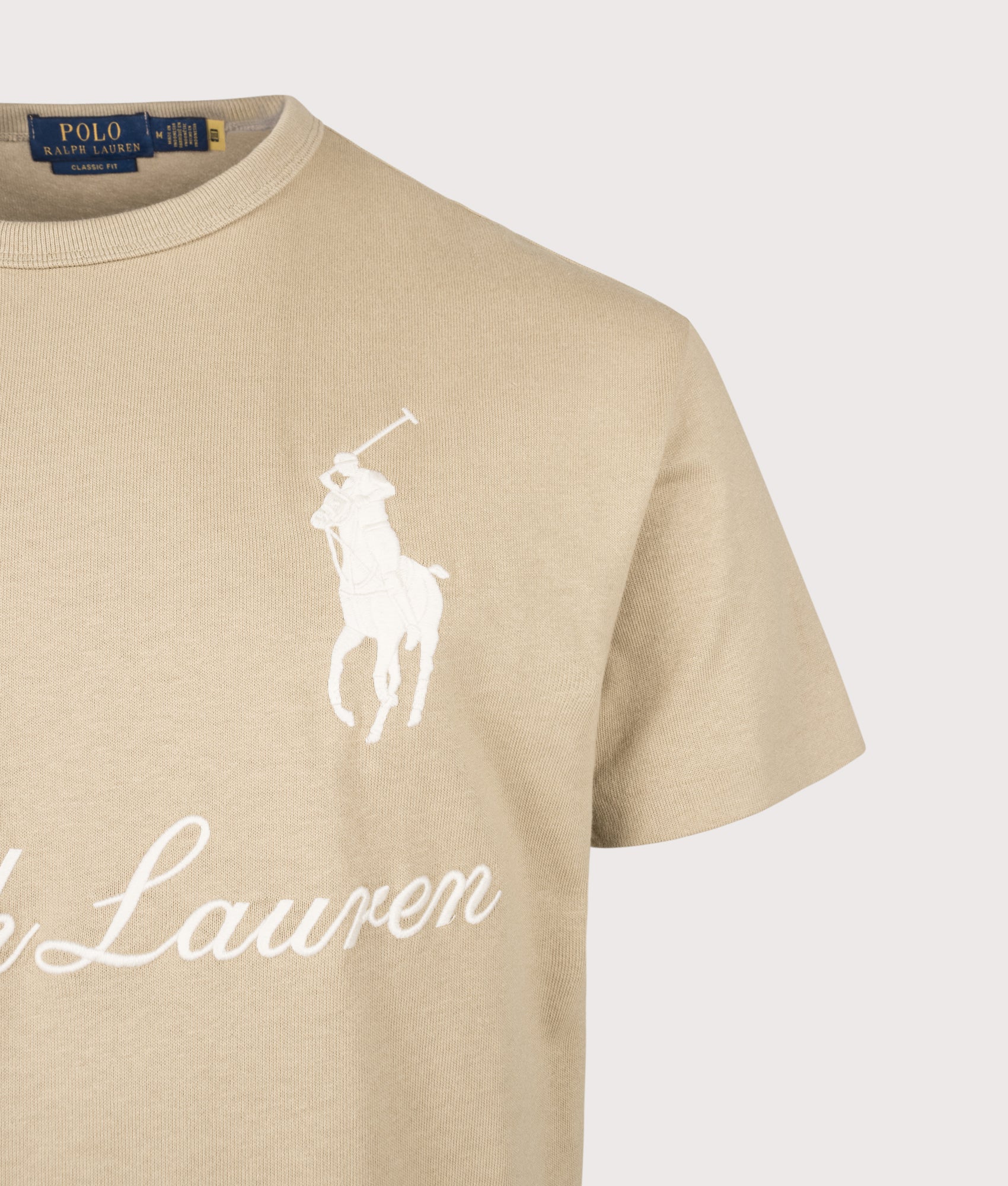 Polo Ralph Lauren Classic Fit Big Pony Jersey T-Shirt in Vintage Khaki at EQVVS Menswear. Second detail shot.