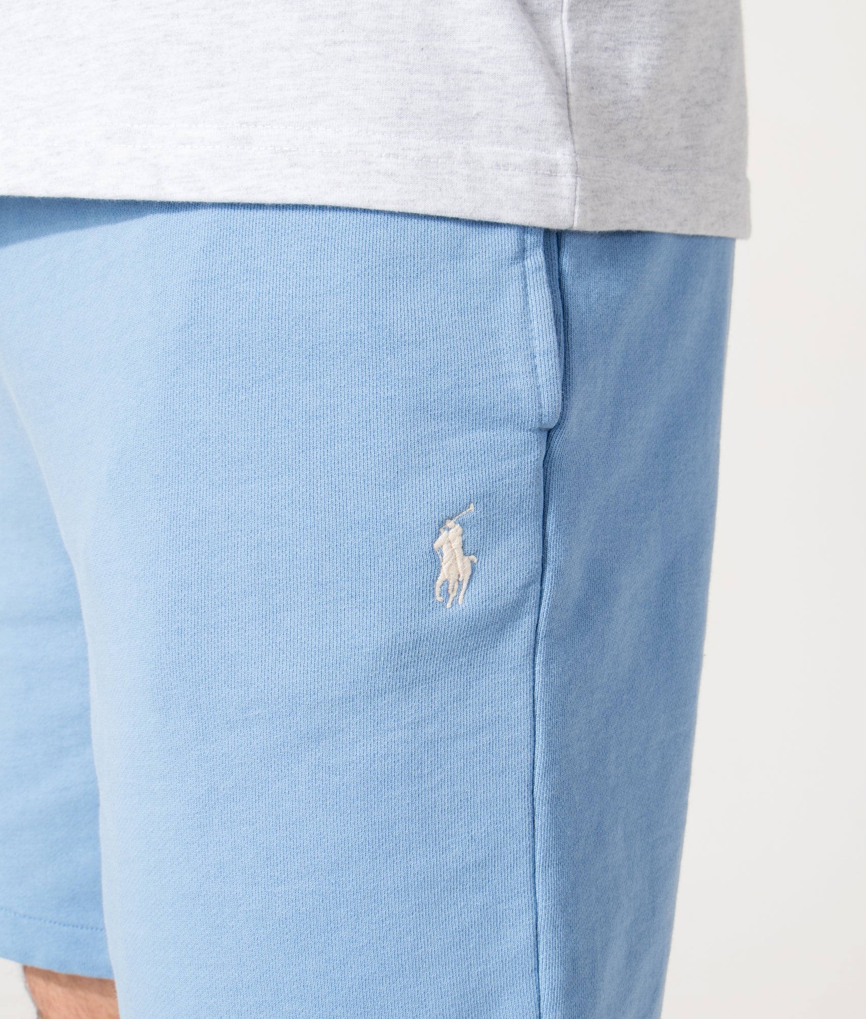 Polo Ralph Lauren Athletic Shorts in Bristol Blue at EQVVS Menswear. Detail shot.