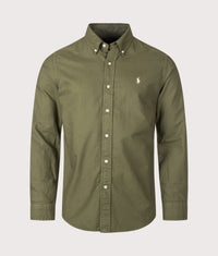 Custom Fit Garment-Dyed Oxford Shirt: 516 New Olive/Cream Polo Player 