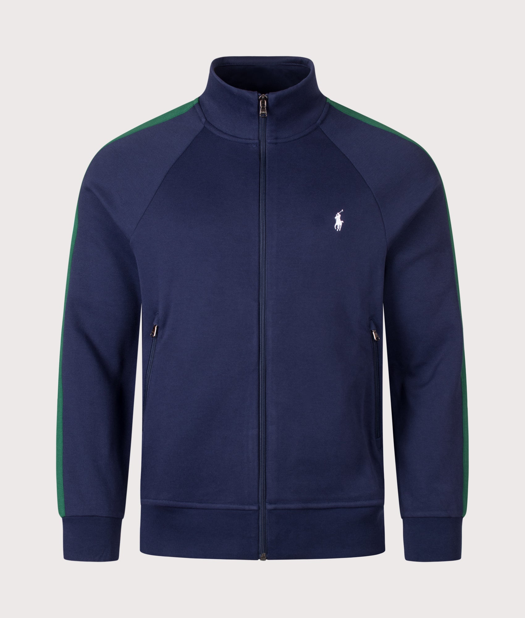 Polo Ralph Lauren Regular Fit Track Top in Newport Navy at EQVVS Menswear. Front shot.