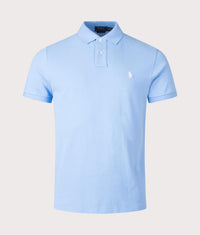 Custom Slim Fit Mesh Polo Shirt: 522 Blue Lagoon 