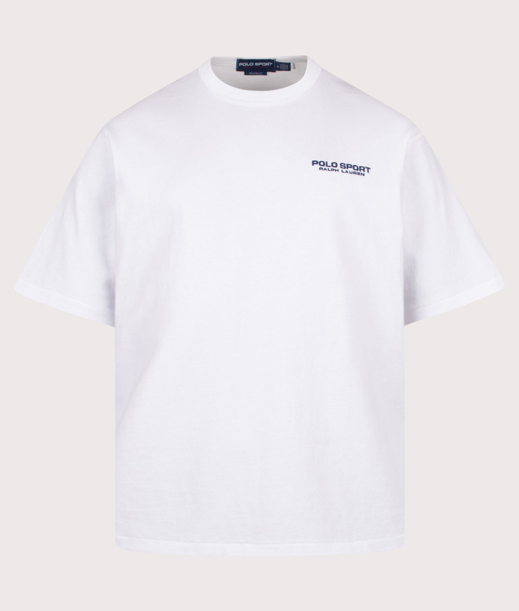 Polo Ralph Lauren Relaxed fit Polo Sport T-Shirt in White at EQVVS Menswear. Front shot.