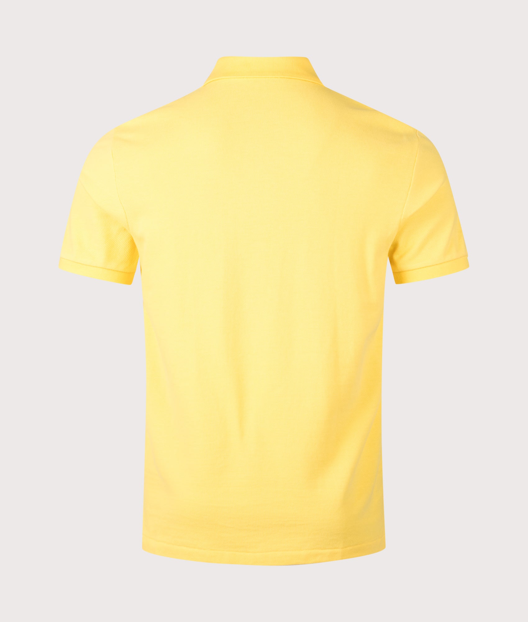 Polo Ralph Lauren Custom Slim Fit Mesh Polo Shirt in Sunfish Yellow at EQVVS Menswear. Back shot.