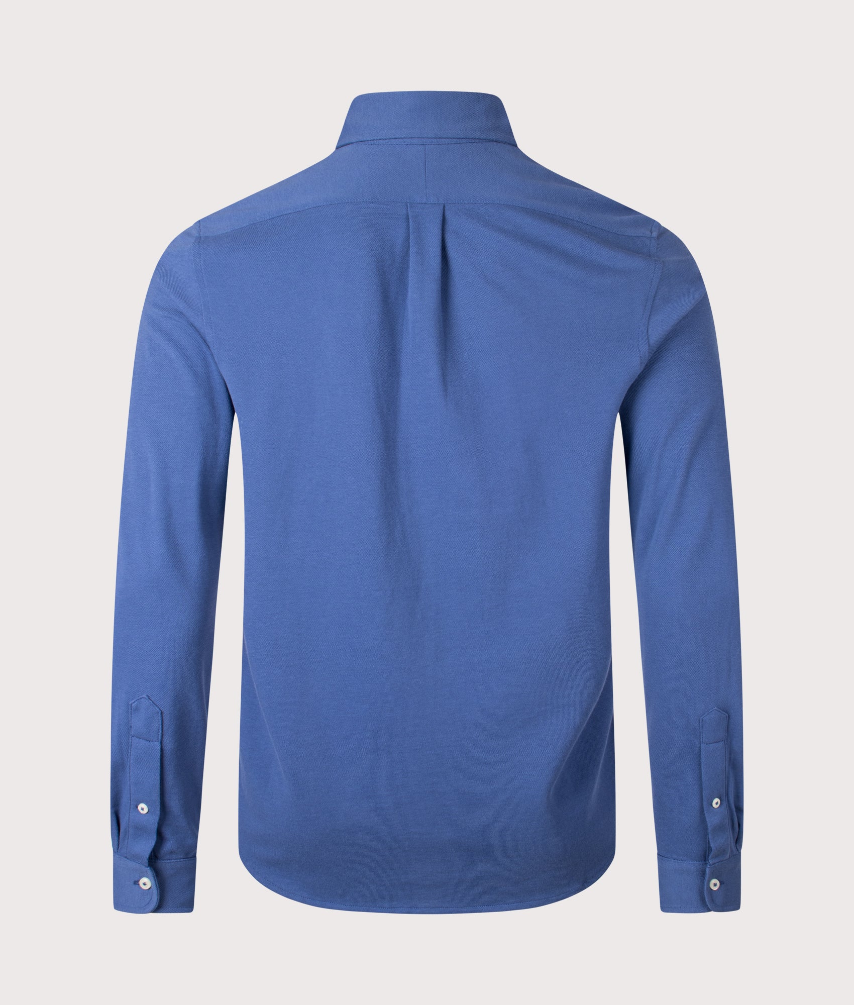 Polo Ralph Lauren Relaxed Fit Featherweight Mesh Shirt in Old Royal at EQVVS Menswear. Back shot.