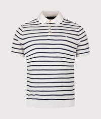 Striped Polo Collar Knit: 003 Deckwash White Combo 