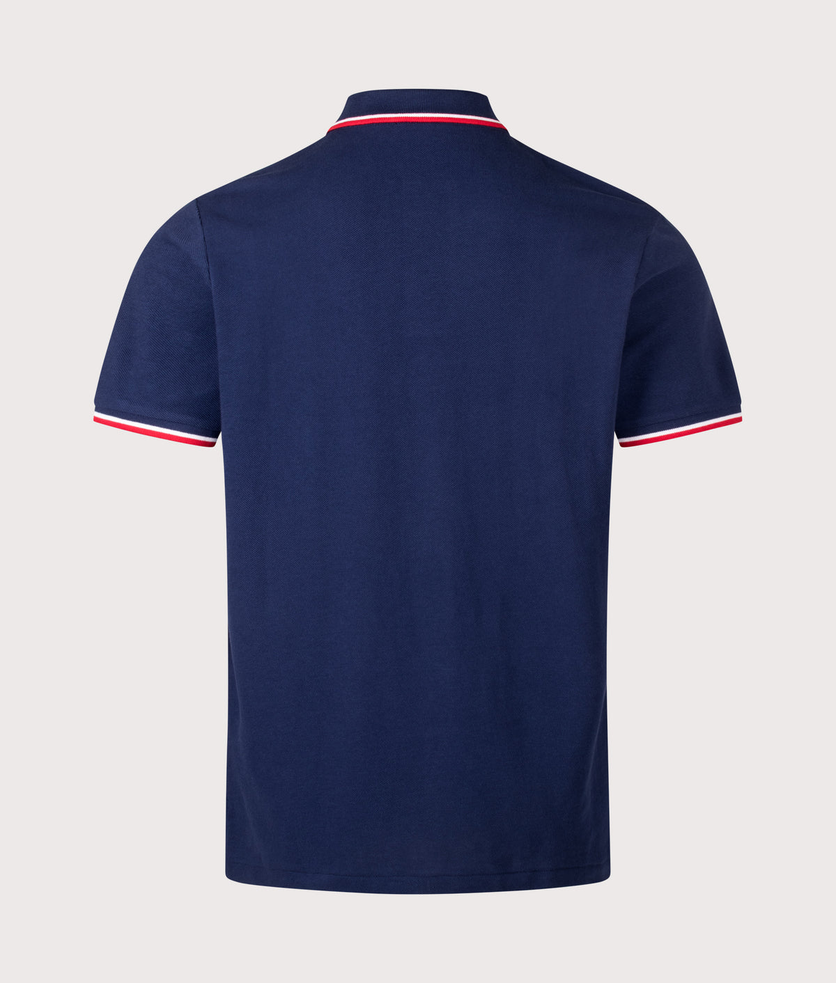 Polo Ralph Lauren Custom Slim Fit Mesh Polo Shirt in Newport Navy and Red at EQVVS Menswear. Back shot.
