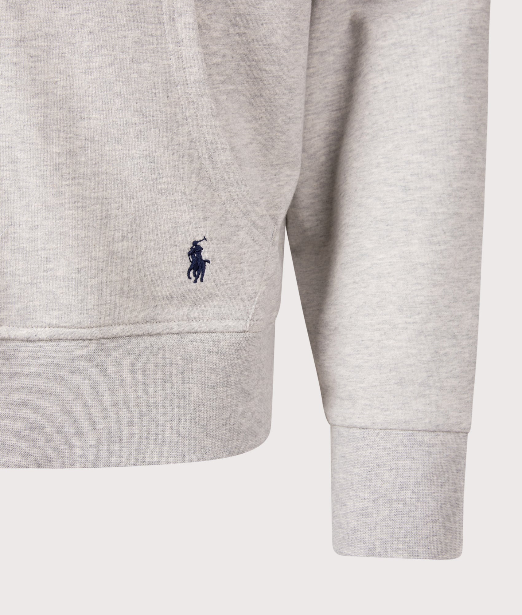 Zip Through Lightweight Hoodie in Taylor Heather by Polo Ralph Lauren. Shot By EQVVS. Detail shot.