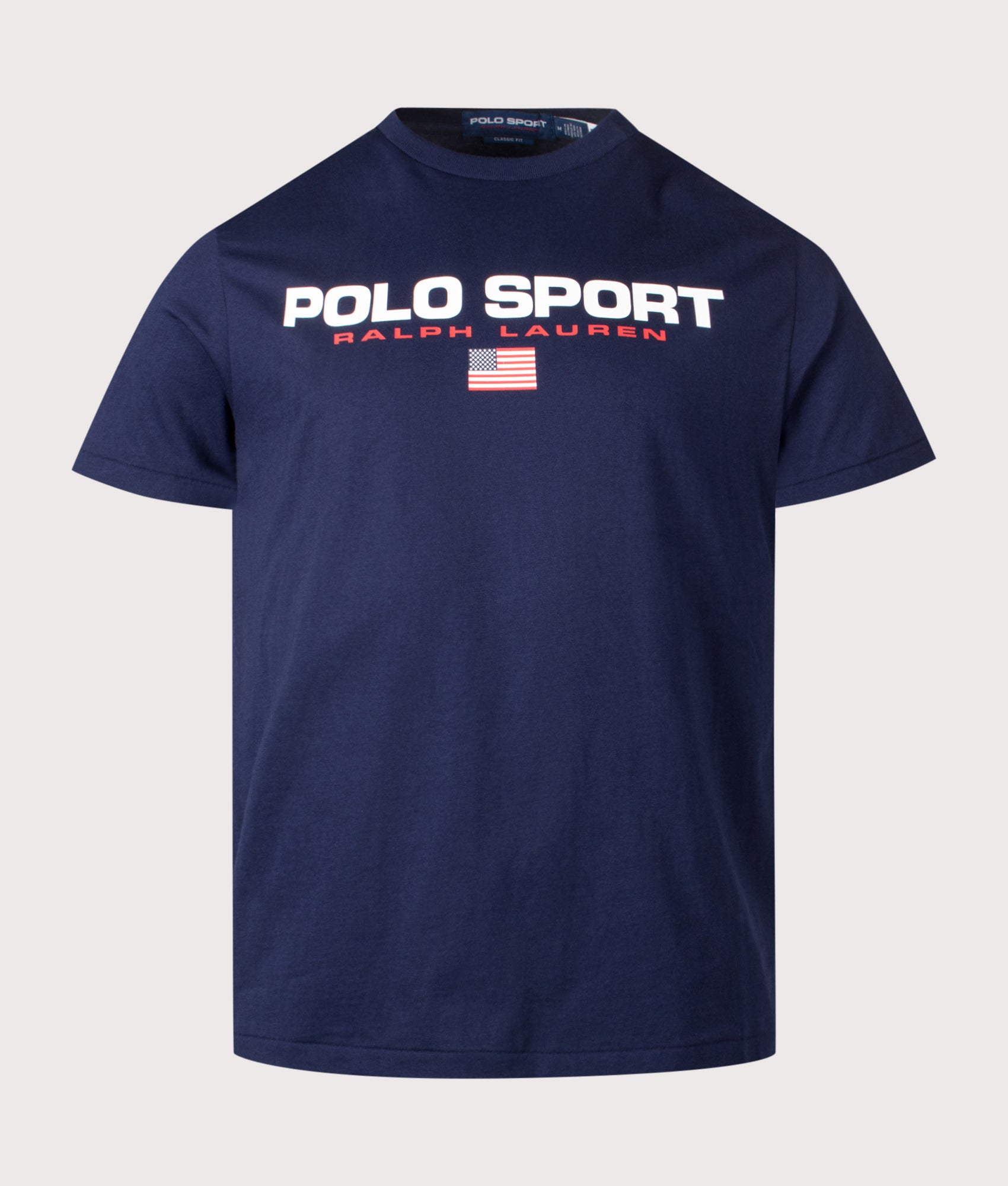 Polo Ralph Lauren Classic Fit Polo Sport T-Shirt in Cruise Navy at EQVVS Menswear. Front shot.